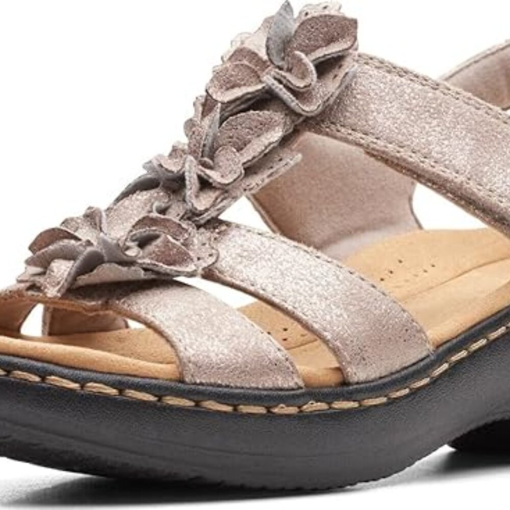 Clarks Women's Jenette Ease Wedge Sandal in Metallic